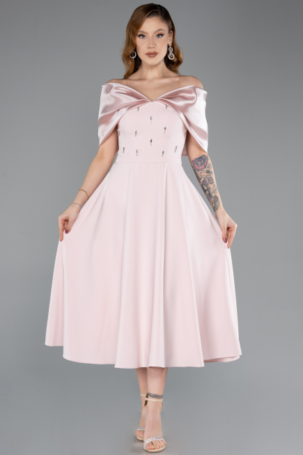 Midi Powder Color Party Dress ABK2523