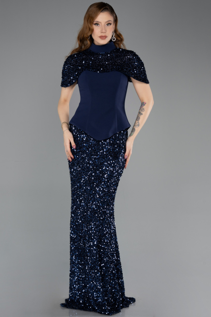 Long Navy Blue Evening Dress ABU5640