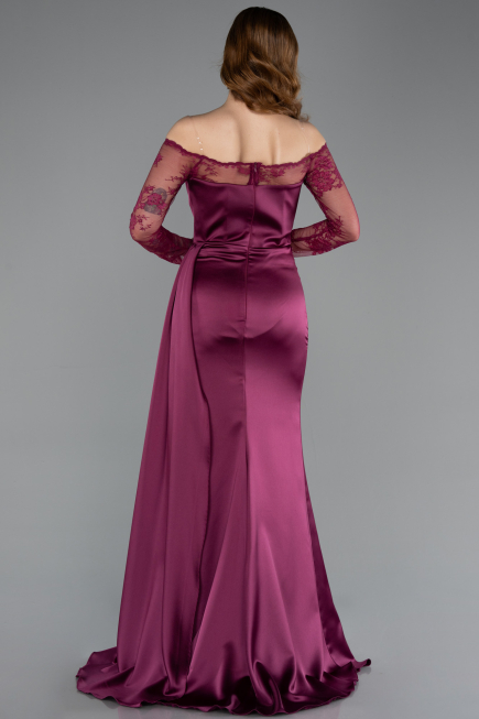 Long Plum Satin Mermaid Evening Gown ABU5641