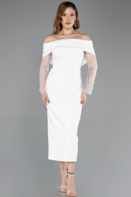 Midi White Cocktail Dress ABK2522