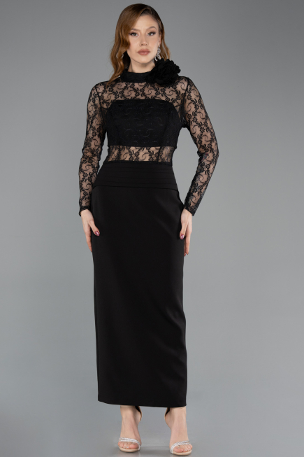 Midi Black Dantelle Cocktail Dress ABK2513