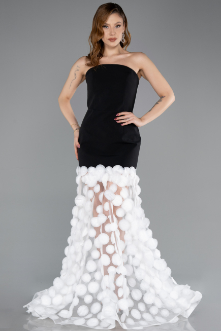 Long Black-White Evening Dress ABU5635