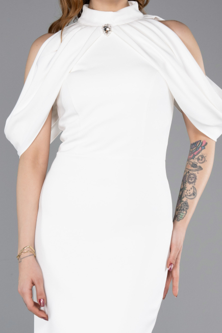 Midi White Party Dress ABK2517