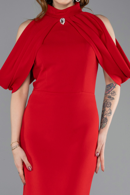 Midi Red Party Dress ABK2517