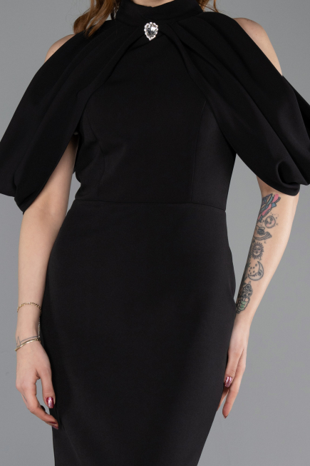 Midi Black Party Dress ABK2517