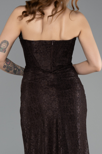 Long Brown Laced Evening Dress ABU5642