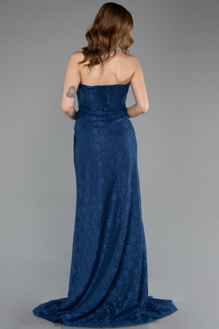 Long Navy Blue Laced Evening Dress ABU5642