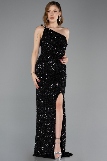 Long Black Scaly Evening Dress ABU5647
