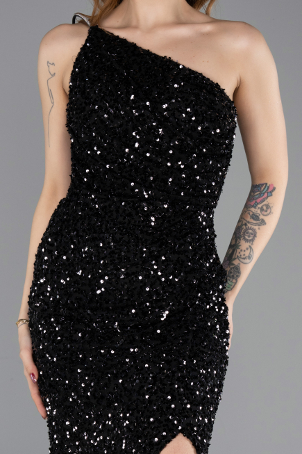 Long Black Scaly Evening Dress ABU5647