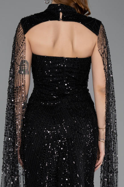 Long Black Beaded Evening Dress ABU5652