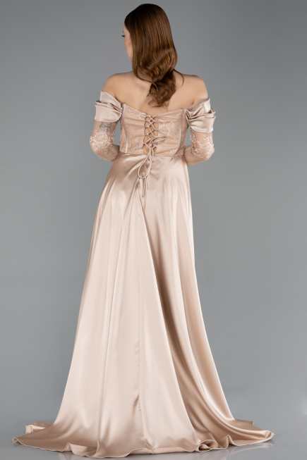Long Beige Dantelle Evening Dress ABU5653