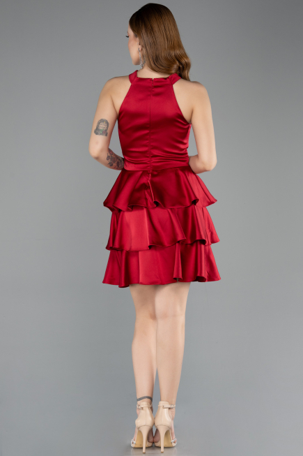 Short Burgundy Satin Cocktail Dress ABK2528