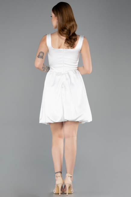 Short White Satin Party Dress ABK2529