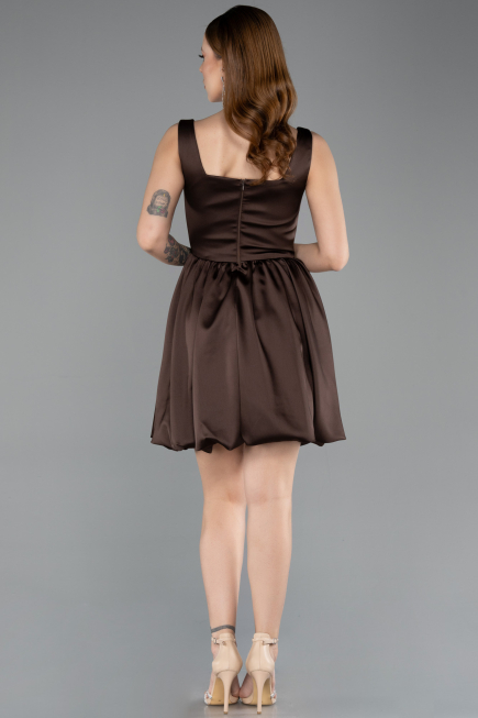 Short Brown Satin Party Dress ABK2529