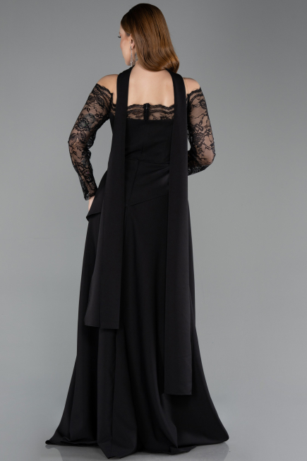 Long Black Dantelle Plus Size Evening Dress ABU5657