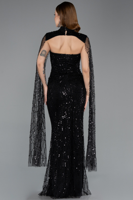 Long Black Beaded Evening Dress ABU5652