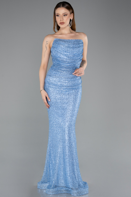 Long Indigo File Evening Dress ABU5636