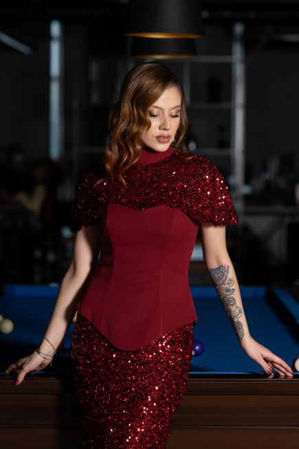 Long Burgundy Evening Dress ABU5640