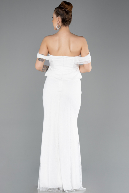 Long White Dantelle Mermaid Prom Dress ABU5685