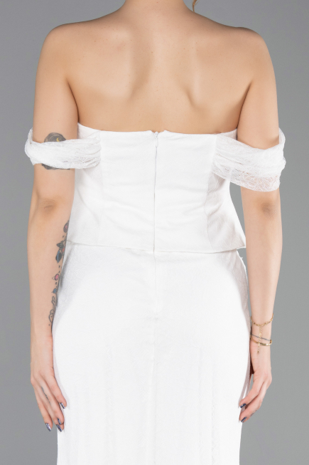 Long White Dantelle Mermaid Prom Dress ABU5685