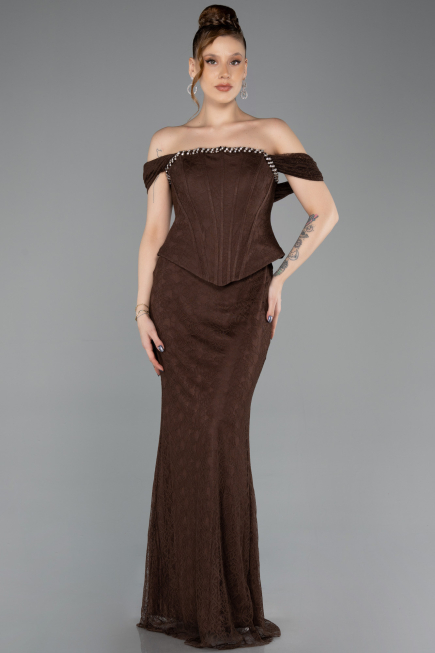 Long Brown Dantelle Mermaid Prom Dress ABU5685