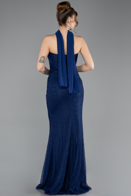 Long Navy Blue Dantelle Evening Dress ABU5686