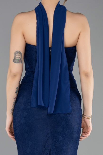 Long Navy Blue Dantelle Evening Dress ABU5686