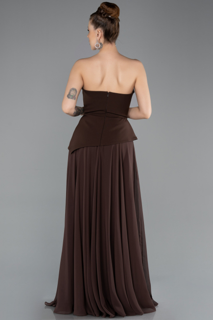Long Brown Chiffon Evening Dress ABU5681