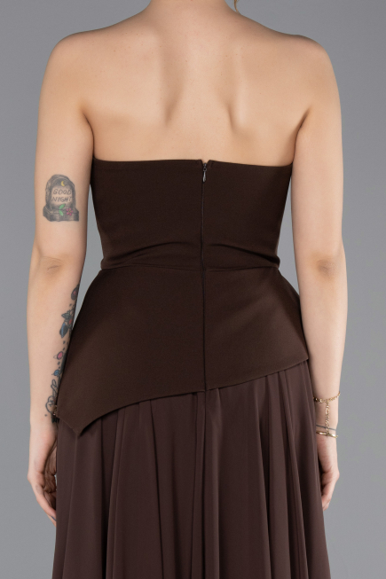 Long Brown Chiffon Evening Dress ABU5681