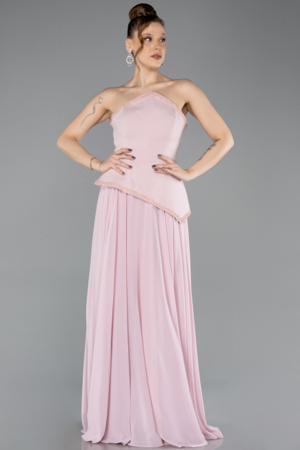 Long Powder Color Chiffon Evening Dress ABU5681
