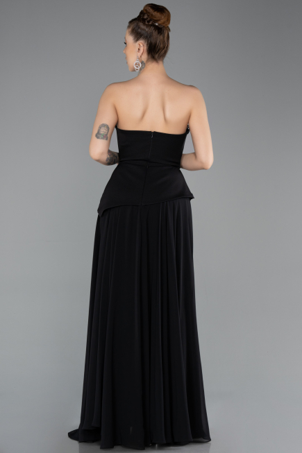 Long Black Chiffon Evening Dress ABU5681