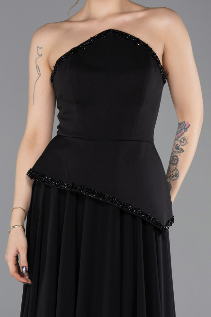 Long Black Chiffon Evening Dress ABU5681