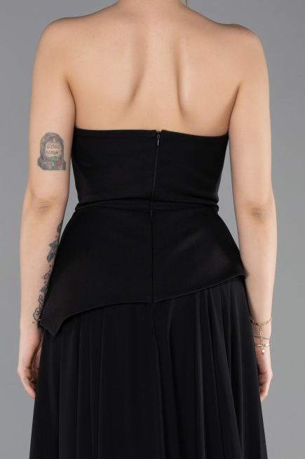 Long Black Chiffon Evening Dress ABU5681
