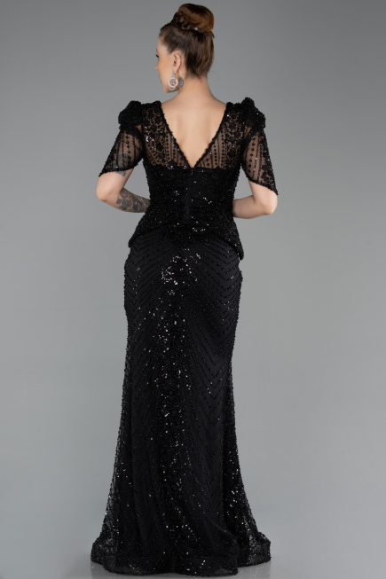 Long Black Beaded Evening Dress ABU5691