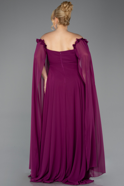 Plum Long Chiffon Plus Size Evening Dress ABU3464