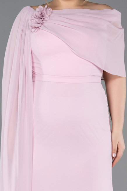 Powder Color Long Chiffon Plus Size Evening Dress ABU5419