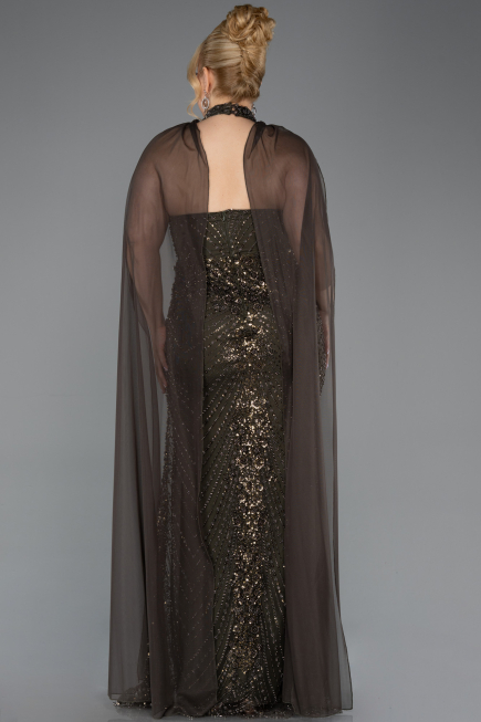 Long Olive Drab Plus Size Engagement Dress ABU5596
