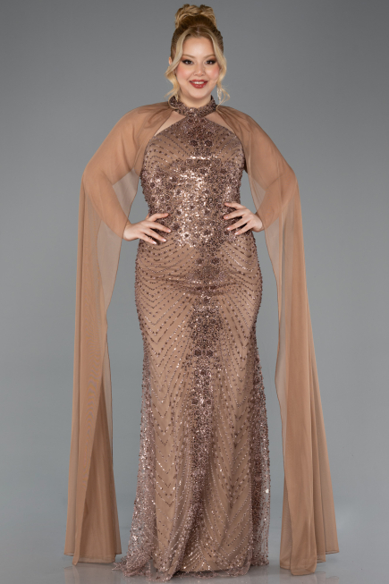 Long Copper Plus Size Engagement Dress ABU5596