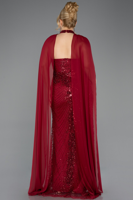 Long Burgundy Plus Size Engagement Dress ABU5596