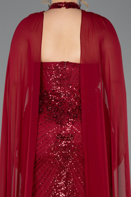 Long Burgundy Plus Size Engagement Dress ABU5596