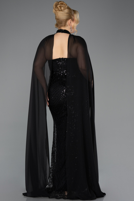 Long Black Plus Size Engagement Dress ABU5596
