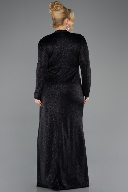 Long Black Plus Size Hijab Dress ABU5502