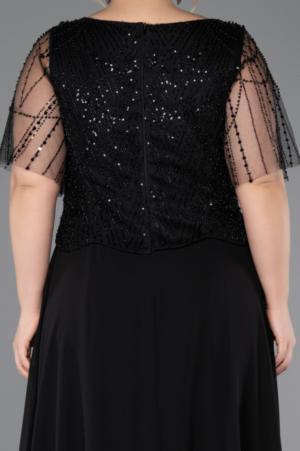 Long Black Chiffon Formal Plus Size Dress ABU5554