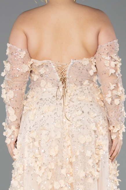 Long Gold Plus Size Engagement Dress ABU5660
