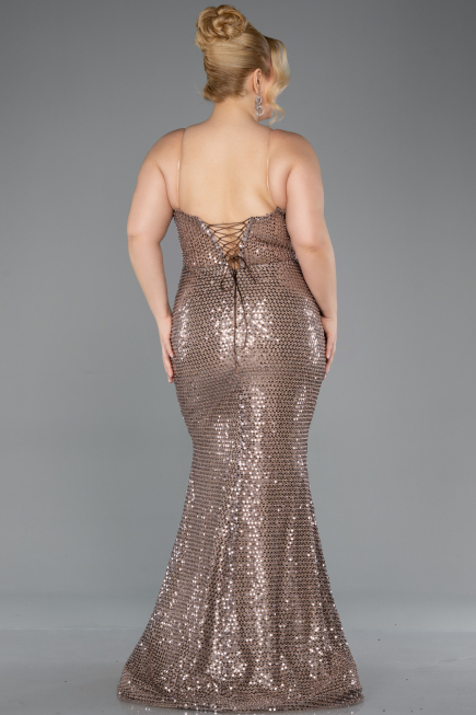 Long Copper Beaded Formal Plus Size Dress ABU5661