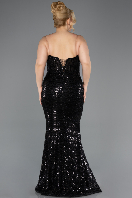 Long Black Beaded Formal Plus Size Dress ABU5661