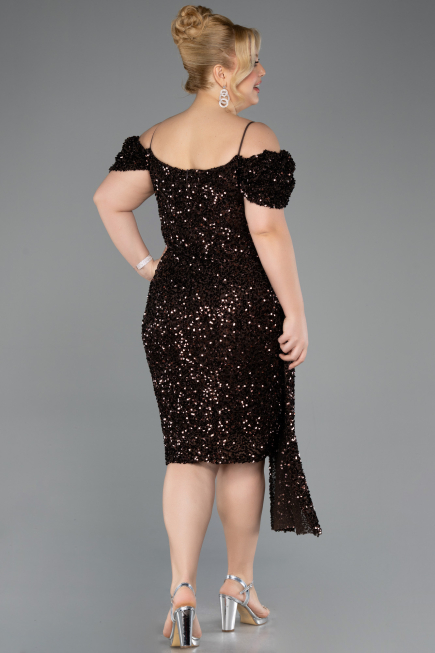 Midi Brown Plus Size Cocktail Dress ABK2534