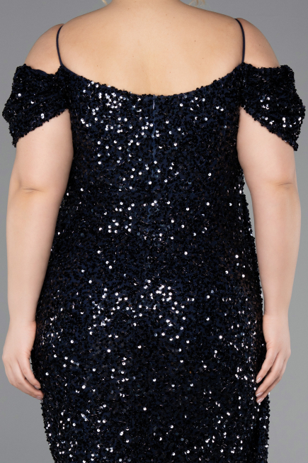 Midi Navy Blue Plus Size Cocktail Dress ABK2534