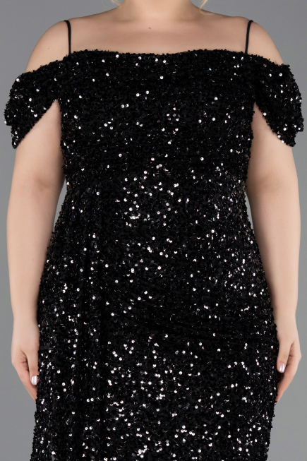 Midi Black Plus Size Cocktail Dress ABK2534