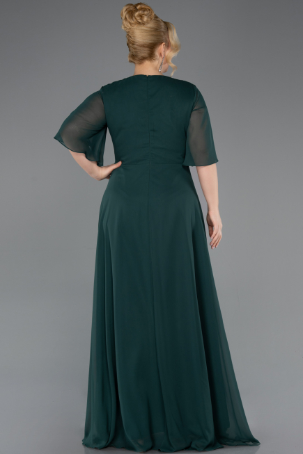 Long Emerald Green Chiffon Plus Size Evening Dress ABU5613